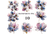 10 Navy Abstract Floral Clipart, an Illustration by Pati Charm Studio (Thumbnail 3 of 8)