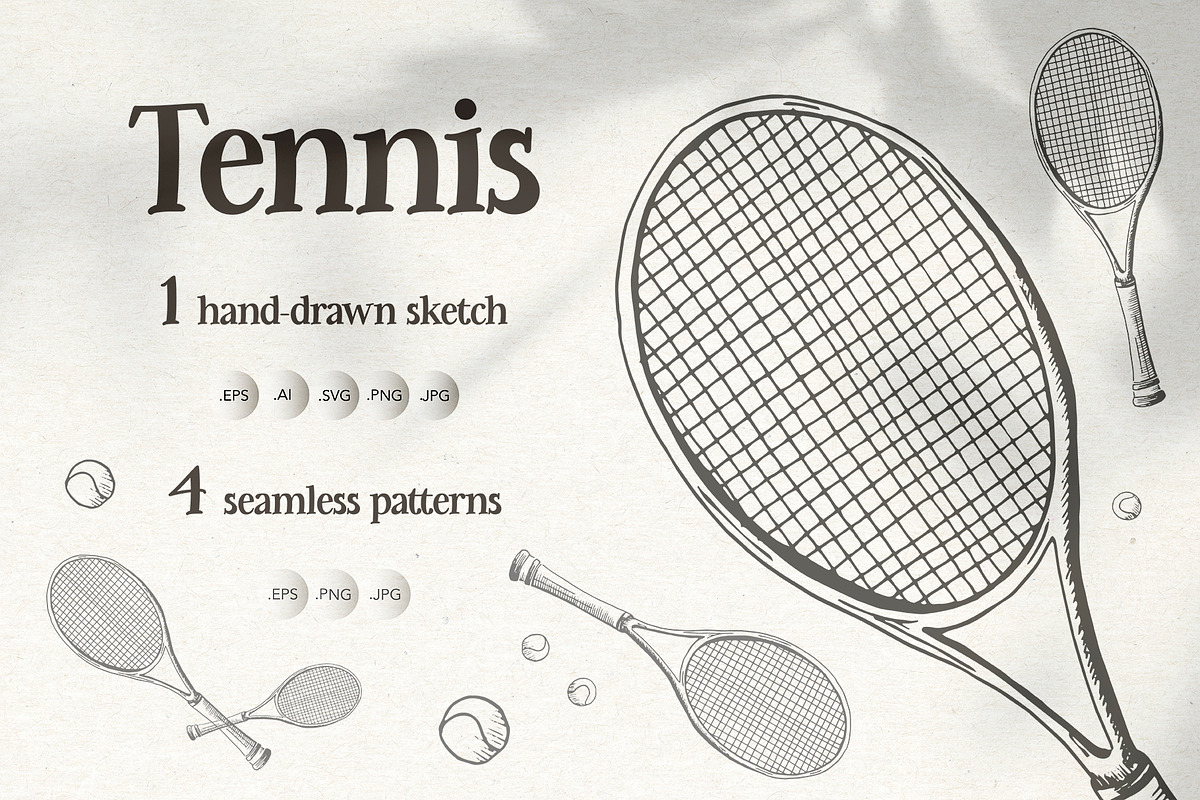 Tennis. Sketch and patterns, a Sport Illustration by Canatic (Photo 1 of 7)