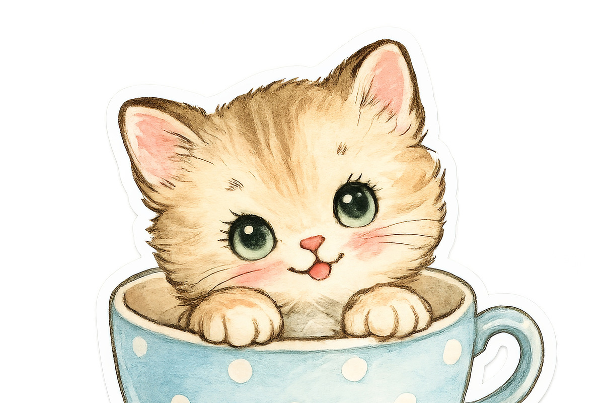 Kitsch kittens retro vintage cute il, an Illustration by Dvoevnore photos