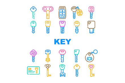 Key For Open And Close Padlock Icons, an Industrial Photo by pikepicture