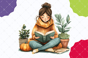 Girl Self Care Watercolor Clipart, an Illustration by designcity5 (Thumbnail 4 of 5)
