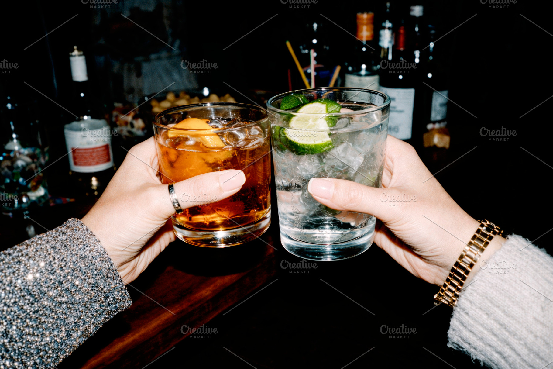 close view of a toast between two women, generative AI, a Photo by Nito