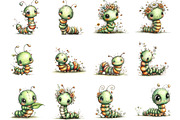 Whimsical Spring Caterpillar Clipart, an Illustration by Designking (Thumbnail 2 of 5)