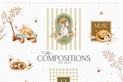 Vintage Animals Toys and Flowers, an Animal Illustration by TL Design (Thumbnail 4 of 8)