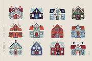 Christmas holiday houses & clipart, a Seasonal Illustration by Olia (Thumbnail 5 of 13)