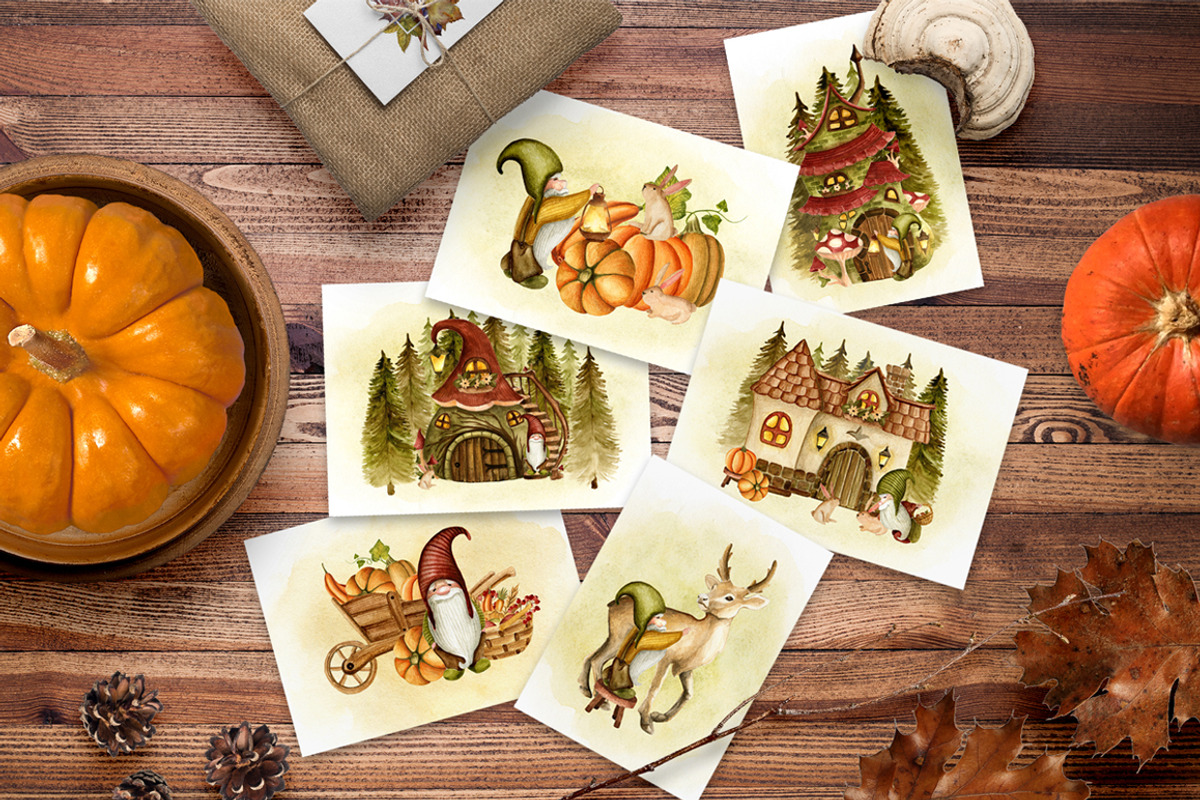 Forest gnomes. Watercolor set, an Object Graphic by JuliaBadeeva (Photo 4 of 10)