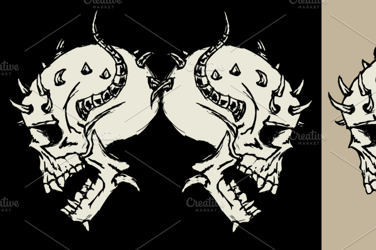 doodle skulls, an Illustration by VioSilent