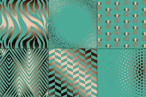 Copper & Teal Metallic Digital Paper