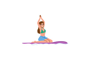 Young woman practicing yoga on, a Sport Illustration by pikepicture