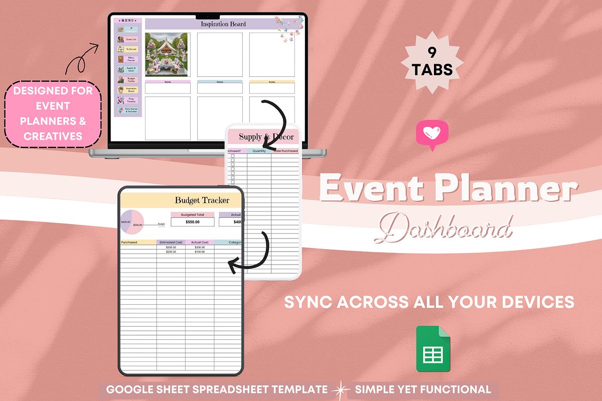Event Planner Dashboard Spreadsheet, a Stationery Template by bellaROSEworkshop (Photo 4 of 6)