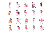 Cartoon Girl – Set of 50 Poses, a Person Illustration by 3DMask (Thumbnail 4 of 6)