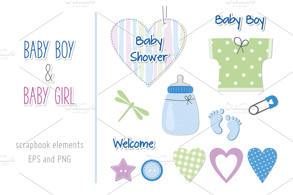 Baby scrapbook elements, a Decorative Illustration by Paper Cards (Photo 1 of 3)