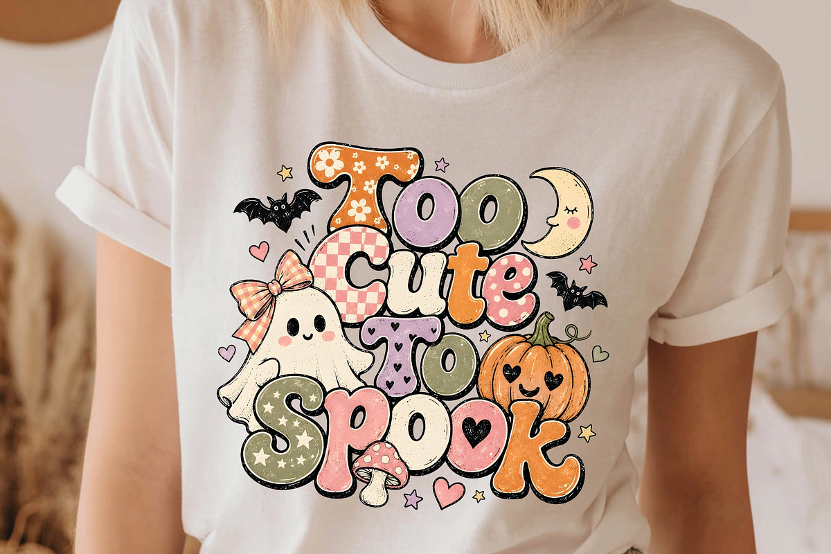 Halloween Kawaii Ghost Retro Tshirt, a Seasonal Illustration by SugarCloudStudioArt (Photo 2 of 6)