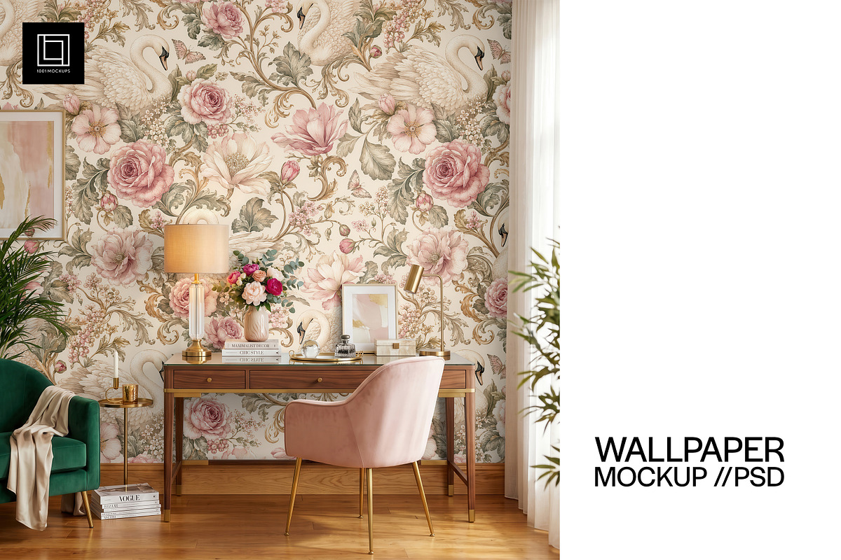 Home Office Wallpaper Mockup PSD, a Household Mockup by 1001 mockups (Photo 1 of 10)