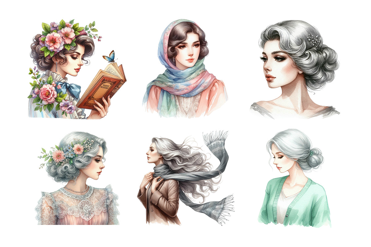 Silver Spring Vintage Woman Clipart, an Illustration by Daily.Designs (Photo 4 of 4)
