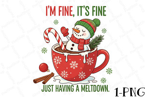 Funny Snowman Meltdown Christmas PNG, an Illustration by DreamPrint404