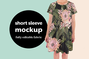 Short Sleeve Fashion Dress Mock-up