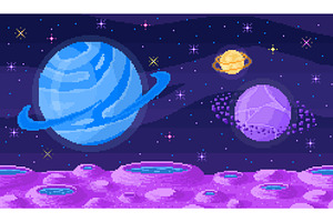 Space planet in pixel art. Pixelated, an Illustration by TopVector
