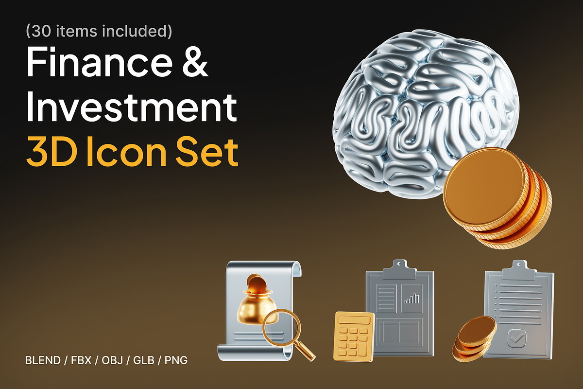 30 Finance & Investment 3D Icon Set, an Object 3D Model by Eklip Studio (Photo 1 of 3)