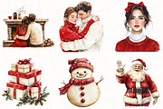 Watercolor Merry Christmas Clipart, an Illustration by OK Design (Thumbnail 2 of 5)