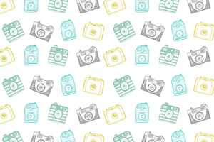 Hand Drawn Camera Set Patterns