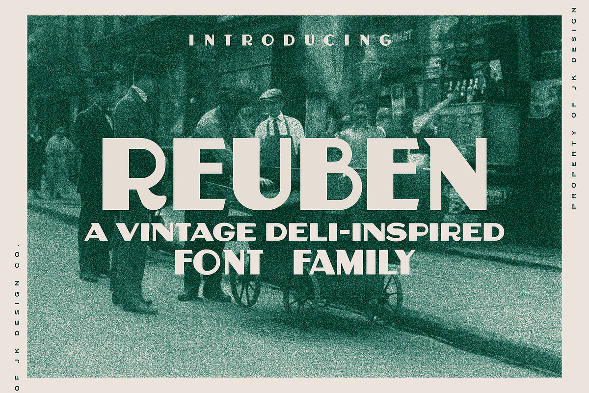 Reuben - A Vintage Display Font, a Sans Serif Font by JK Design Co. (Photo 1 of 8)
