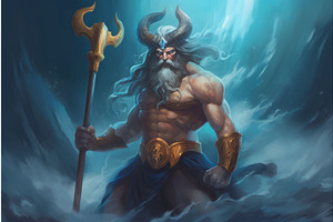 Poseidon Sea God. Generate Ai