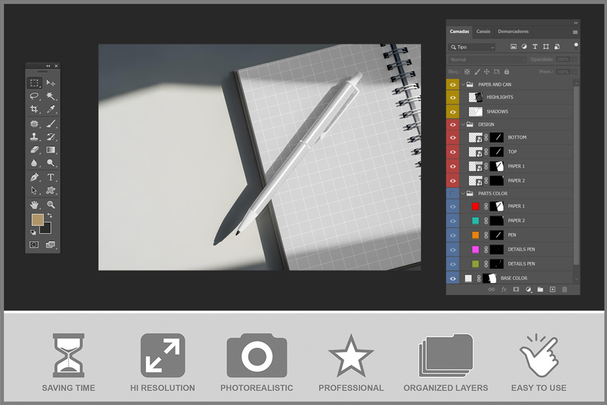 Pen with Notebook Mockup PSD, a Pens & Pencil Mockup by Bruno's Shop (Photo 3 of 4)