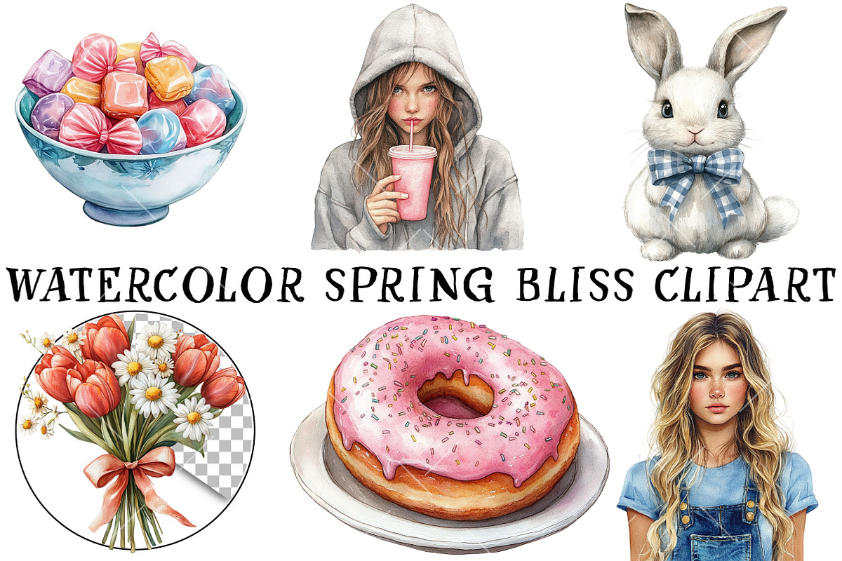 Watercolor Spring Bliss Clipart, an Illustration by OK Design (Photo 2 of 6)