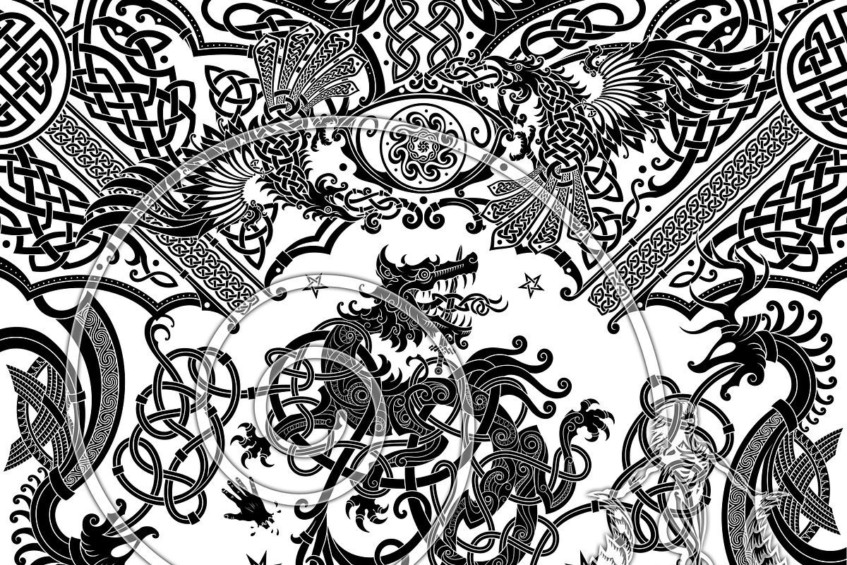 Viking Wolf, Fenrir Knotwork Art, a Decorative Illustration by Abysm Internal (Photo 2 of 4)