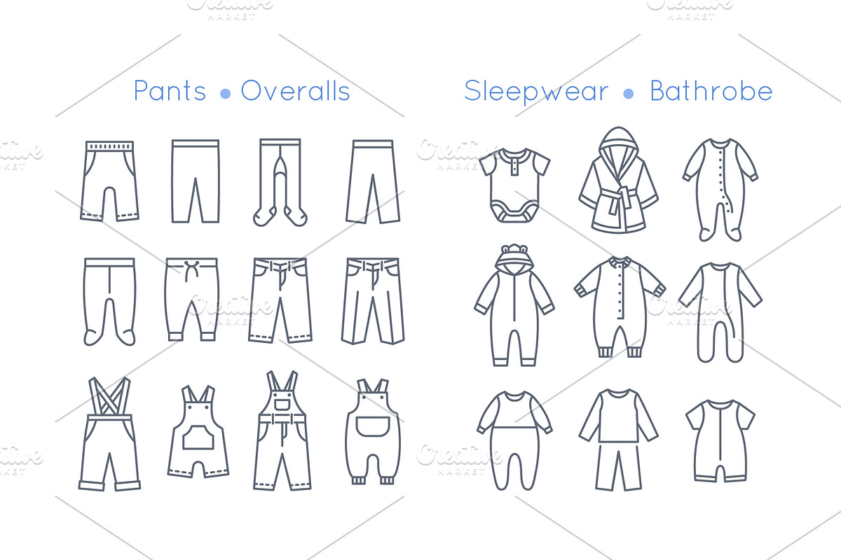 Baby Clothes Garment Thin Line Icons, an Outline Icon by Vectorikart (Photo 3 of 6)