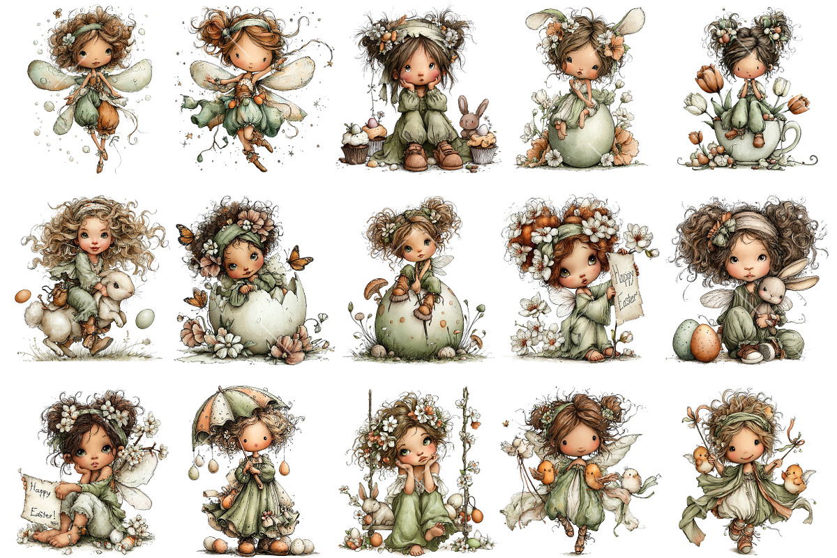Whimsical Easter Fairy Clipart, an Illustration by OK Design (Photo 3 of 6)