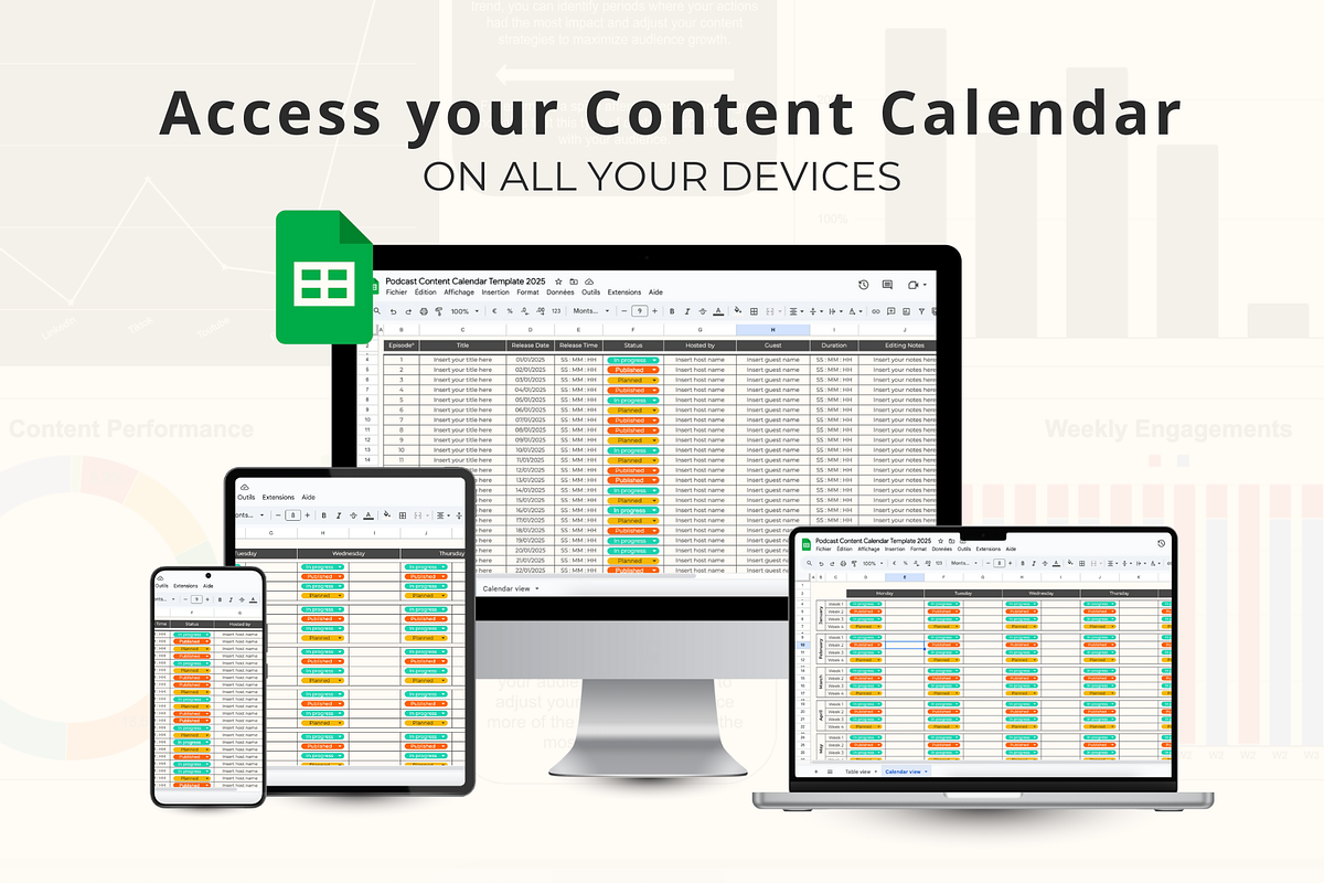 Google Sheet Podcast Content Planner, a Social Media Template by Marketello Studio (Photo 4 of 6)