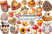 Watercolor Autumn Cookies Clipart, an Illustration by Rose Art (Thumbnail 1 of 5)
