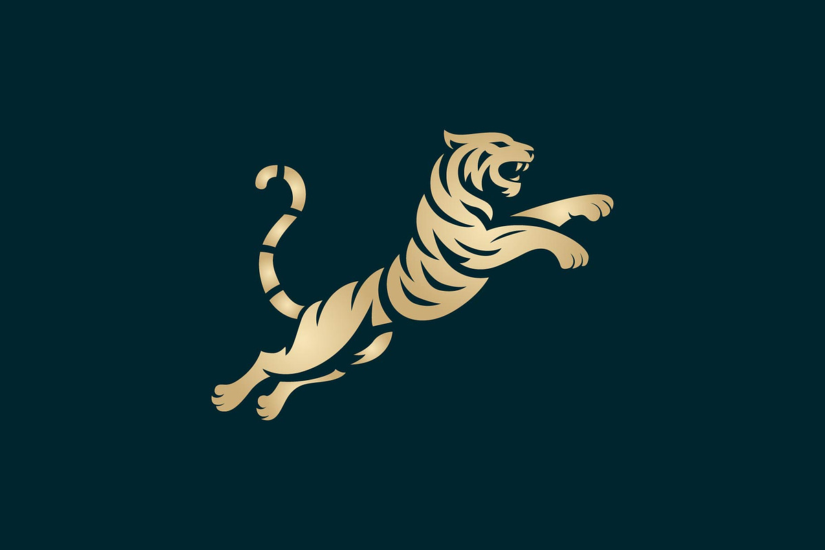 Goden Jumping Tiger Panther Logo, a Branding & Logo Template by funpixel
