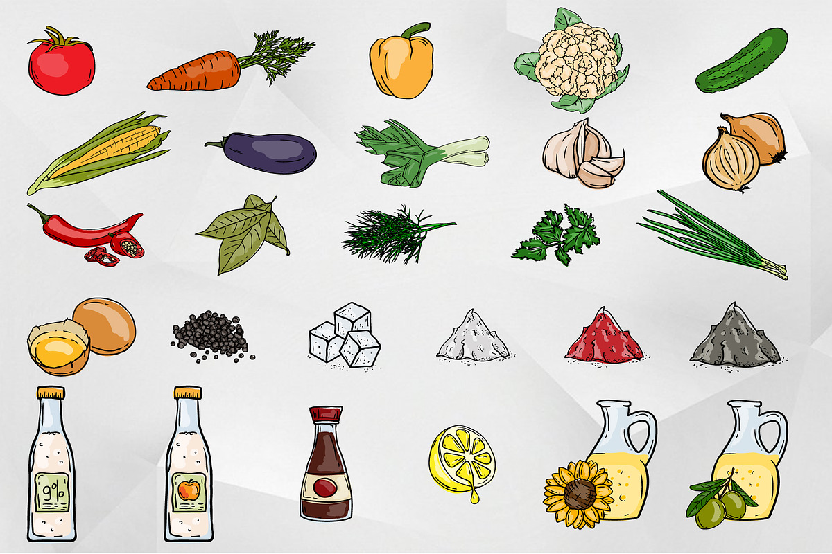 Cookbook. Set of vector elements., a Food Illustration by Design by Irihaha (Photo 6 of 7)