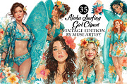 Aloha Surfing Girl Clipart, an Illustration by DreamArtGraphic (Thumbnail 1 of 8)
