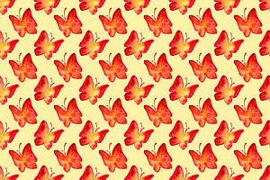 Red Butterfly Seamless Pattern