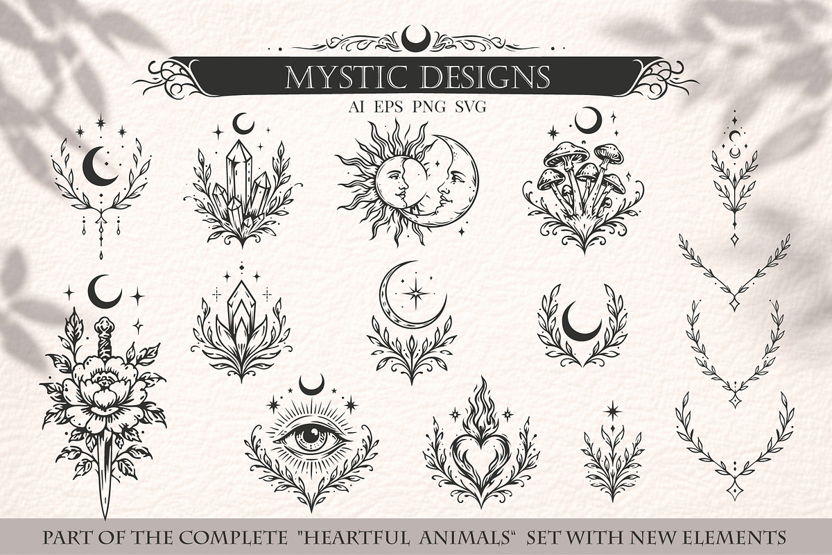 Mystic Celestial & Botanical Designs, a Decorative Illustration by Christine Krahl (Photo 1 of 15)