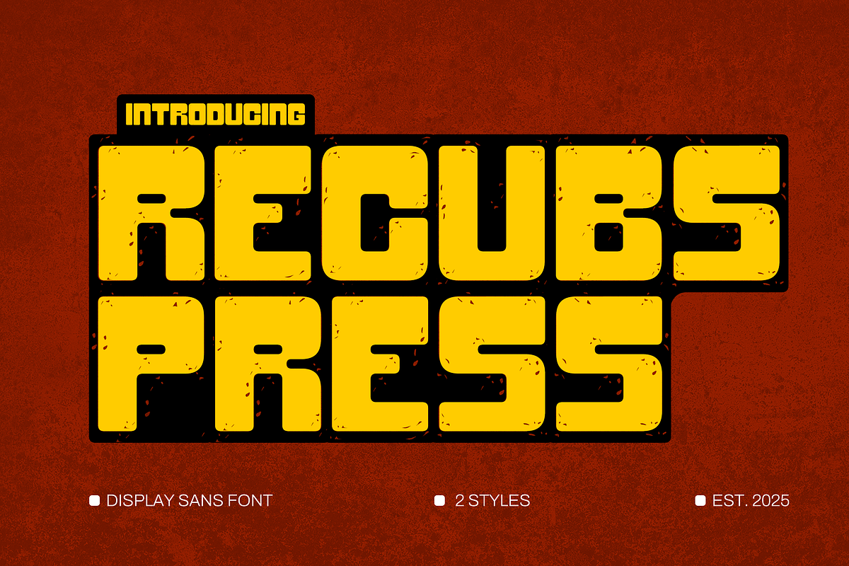 Recubs Press - Display Letterpress, a Sans Serif Font by CuratedType Studio (Photo 1 of 10)