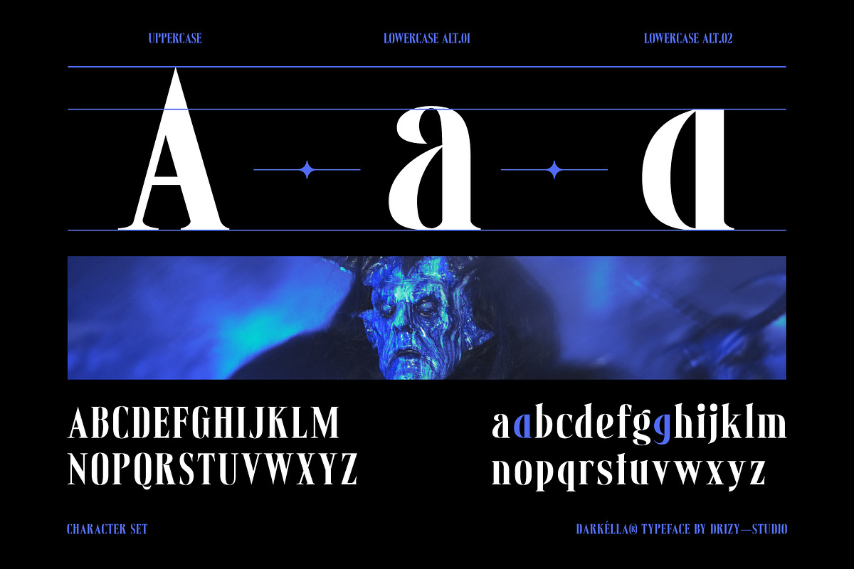 Darkella – Retro Gothic Display, a Serif Font by Drizy (Photo 3 of 10)
