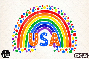 America Rainbow Boho PNG, an Illustration by DreamCafeArt