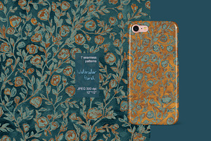 Shabby Floral Seamless Watercolor