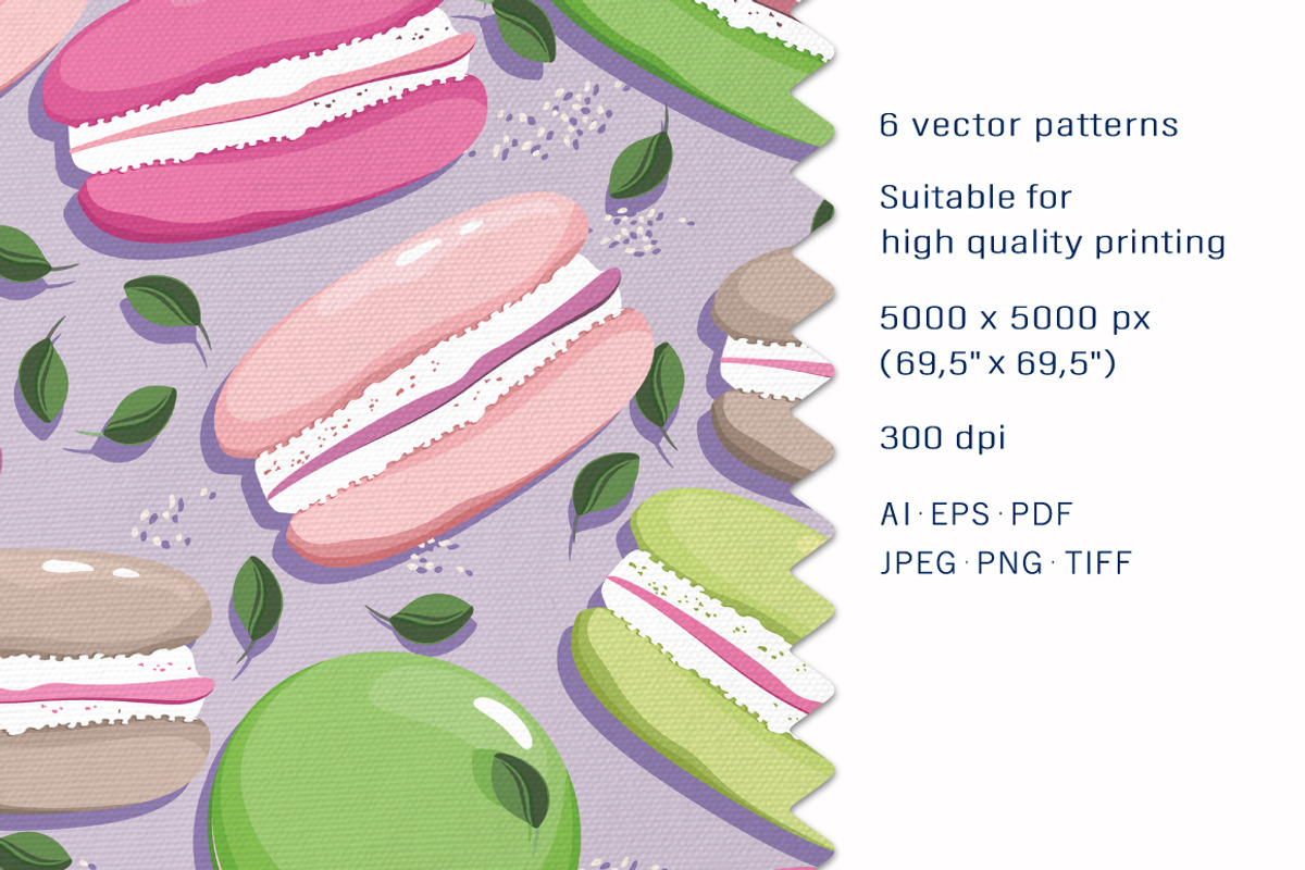 Macaron and blueberry leaves, a Pattern Graphic by Yummy (Photo 2 of 9)