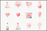 Girly Happy New Year Clipart, an Illustration by Sublimation Artist (Thumbnail 3 of 6)