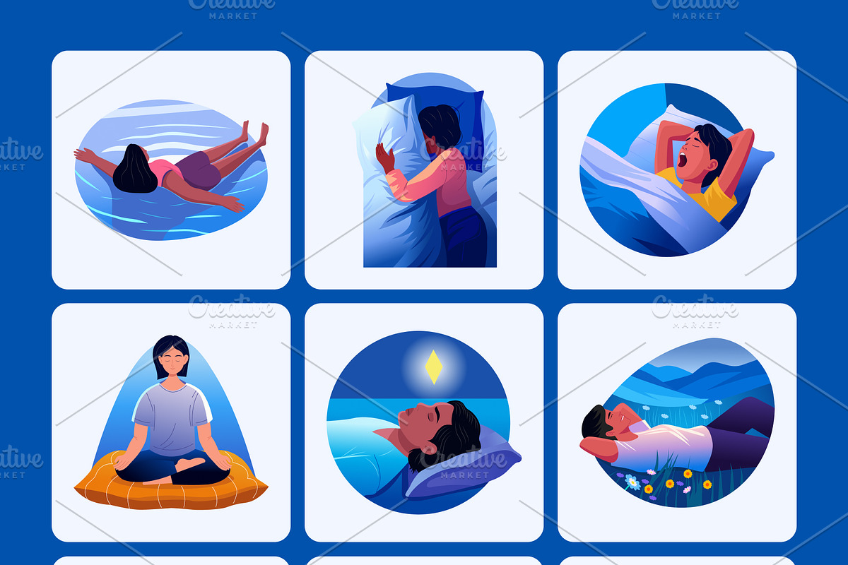 Sleep and Meditation Illustration, a Healthcare Illustration by Brickclay (Photo 7 of 9)