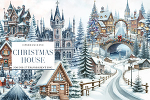 Christmas House Clipart, an Illustration by Designworld
