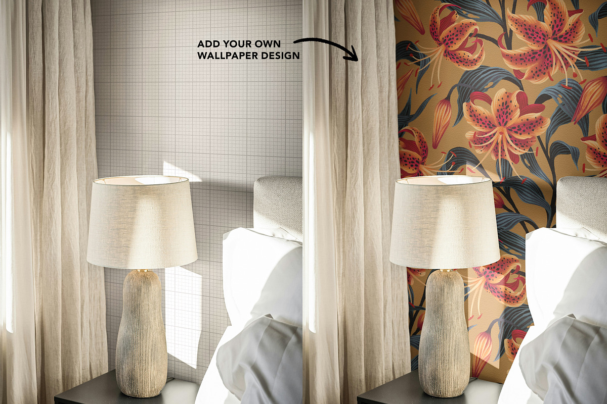 Wallpaper Mockup: Bedside white lamp, a Household Mockup by Andrea Muller (Photo 3 of 7)