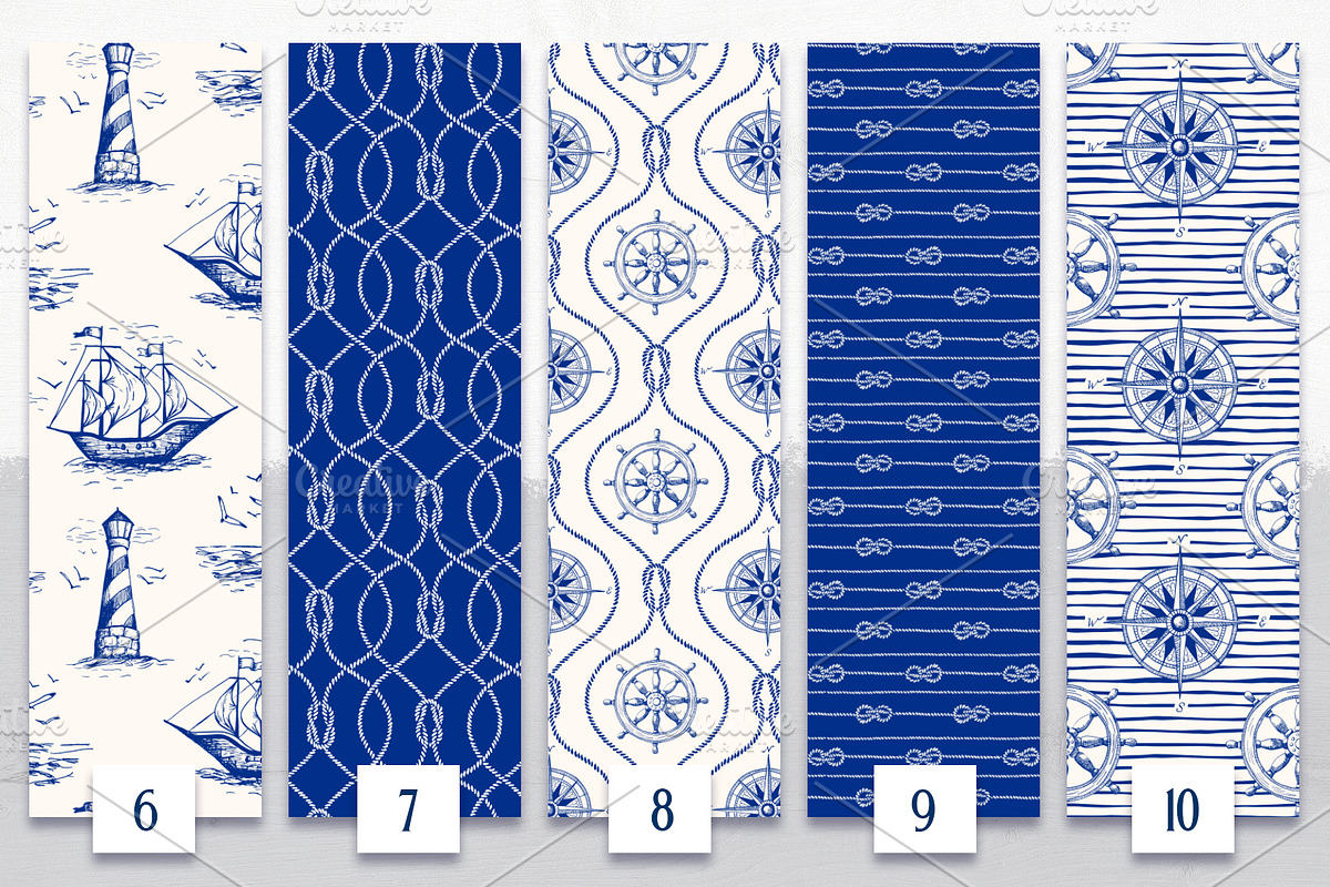 Vintage Nautical Pattern Bundle, a Pattern Graphic by PATTERNS etc. (Photo 6 of 7)