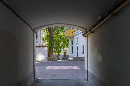 View through the gateway on a small courtyard. Moscow., an Architecture Photo by possum